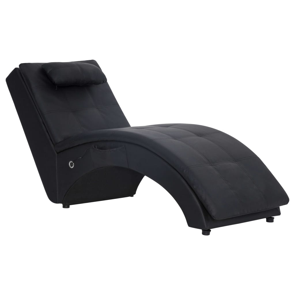 vidaXL Massage Chaiselongue mit Kissen Schwarz Kunstleder
