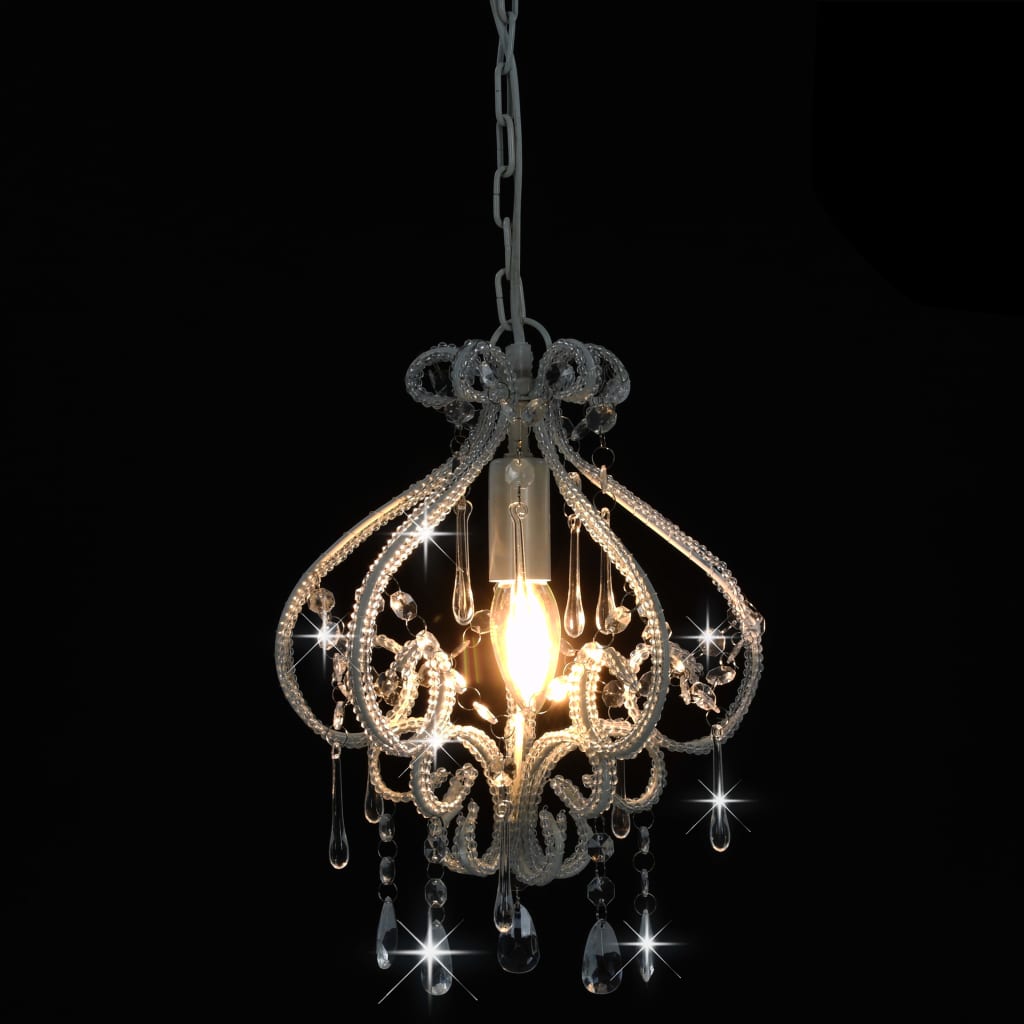 vidaXL Deckenleuchte mit Perlen Weiß Rund E14