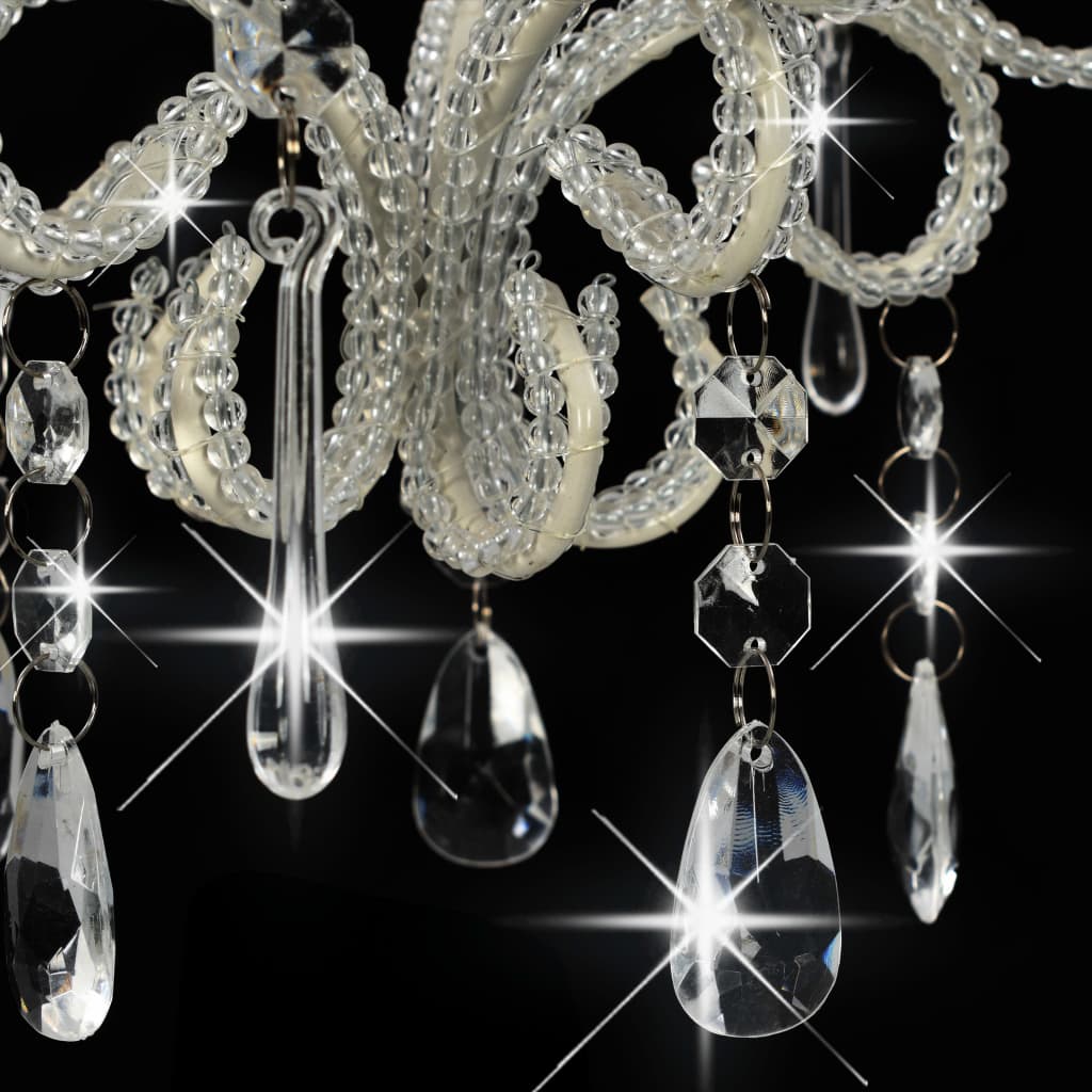 vidaXL Deckenleuchte mit Perlen Weiß Rund E14