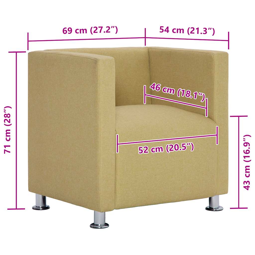 vidaXL Würfel-Sessel Grün Stoff