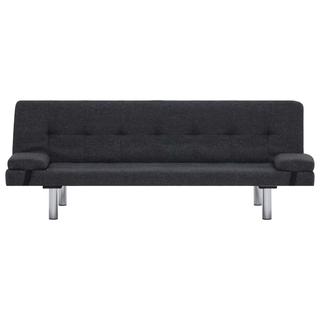 vidaXL Schlafsofa mit zwei Kissen Dunkelgrau Polyester