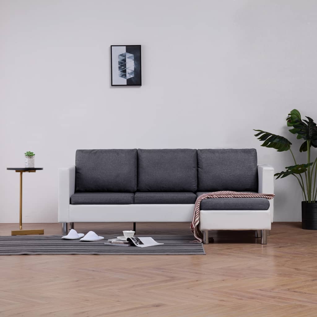 vidaXL 3-Sitzer-Sofa mit Kissen Weiß Kunstleder