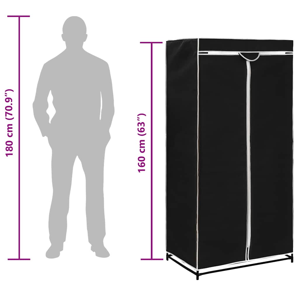 vidaXL Kleiderschrank Schwarz 75×50×160 cm