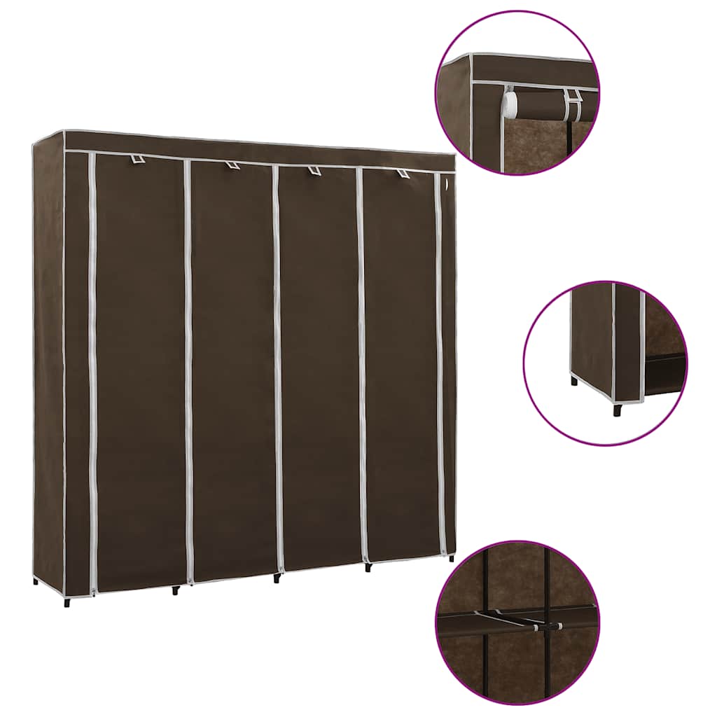 vidaXL Kleiderschrank mit 4 Fächern Schwarz 175 x 45 x 170 cm