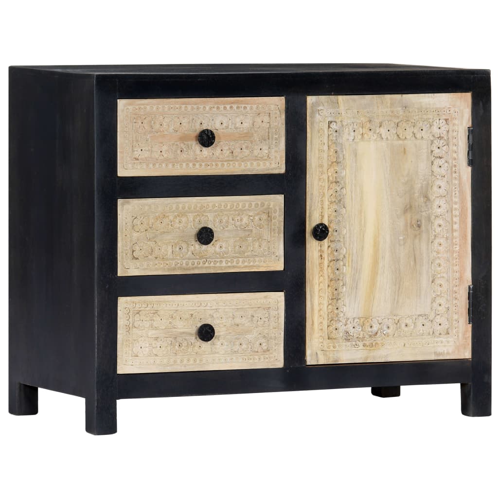 vidaXL Beistellschrank Handgeschnitzt Grau 75x35x60cm Massivholz Mango