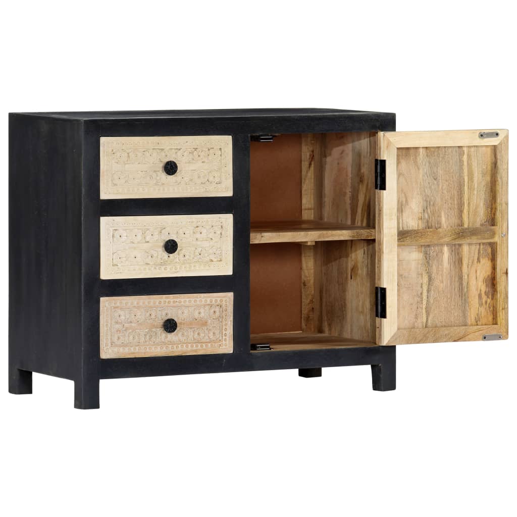 vidaXL Beistellschrank Handgeschnitzt Grau 75x35x60cm Massivholz Mango