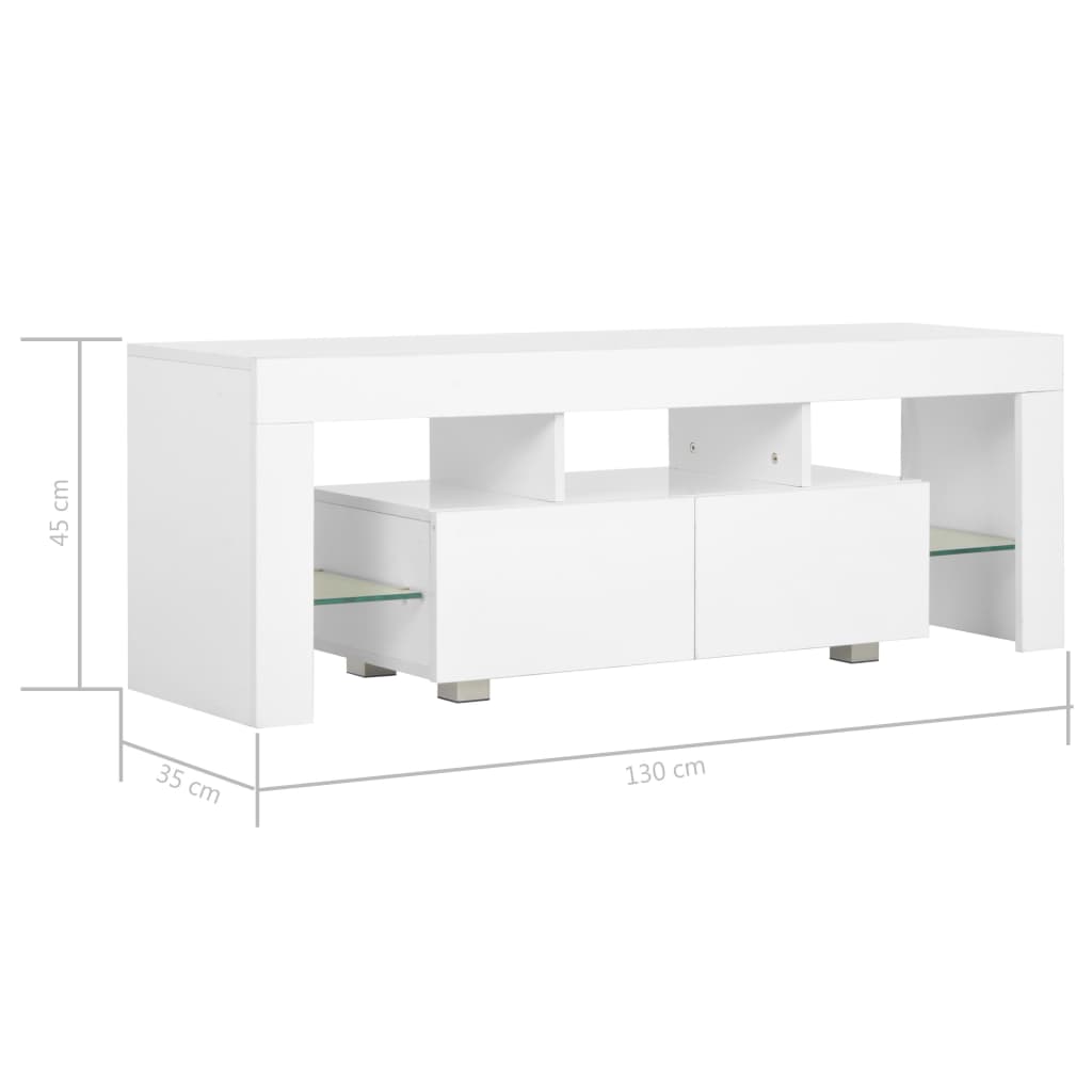 vidaXL TV-Schrank mit LED-Leuchten Hochglanz-Weiß 130x35x45 cm
