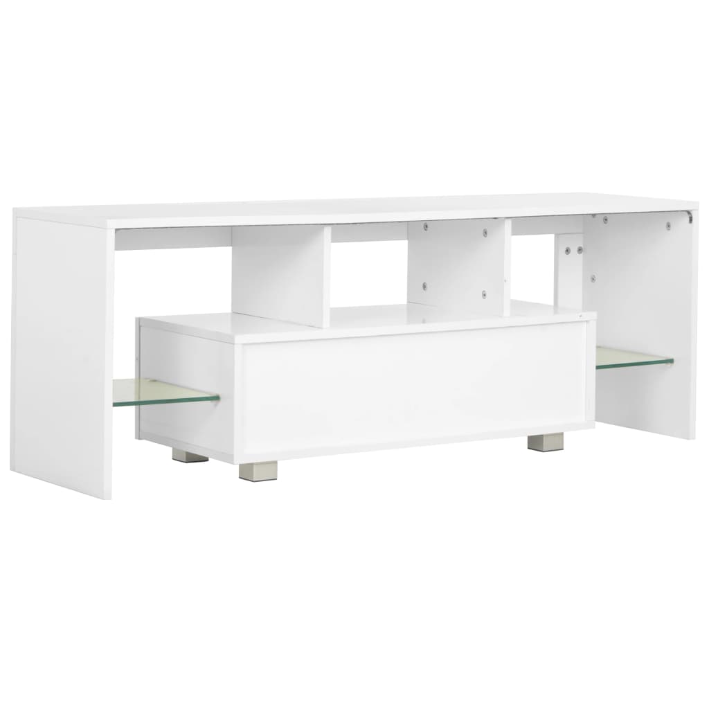 vidaXL TV-Schrank mit LED-Leuchten Hochglanz-Weiß 130x35x45 cm