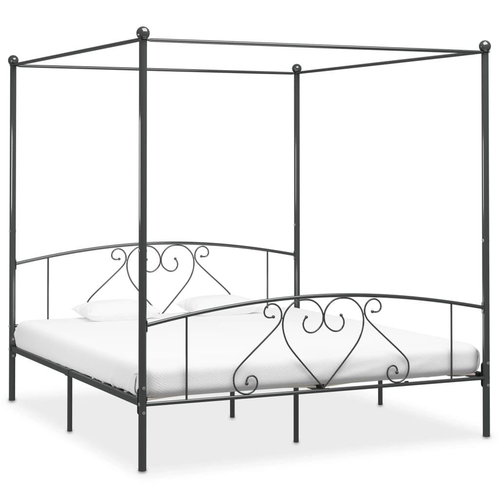 vidaXL Himmelbett-Gestell Weiß Metall 90 x 200 cm