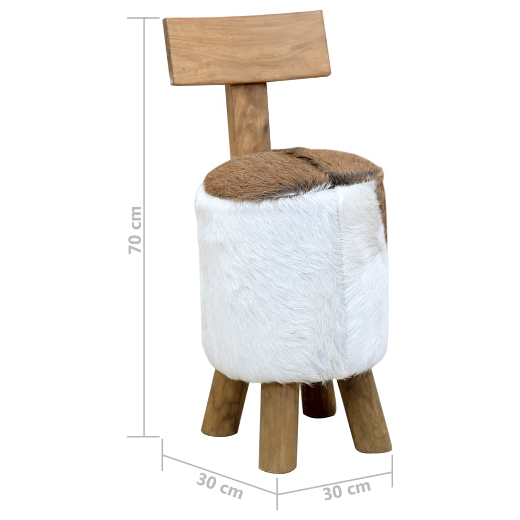 vidaXL Hocker Ziegenleder und Massivholz Teak