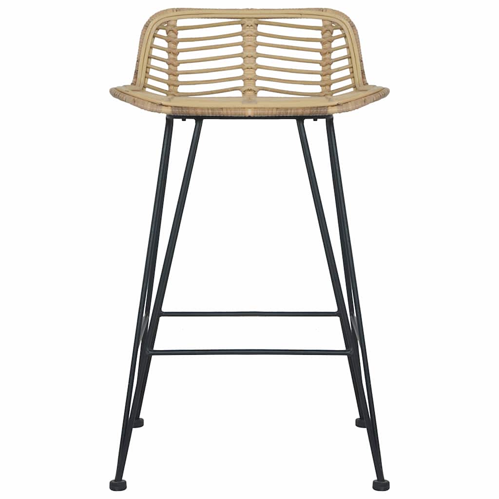 vidaXL Barhocker 2 Stk. Rattan Natur