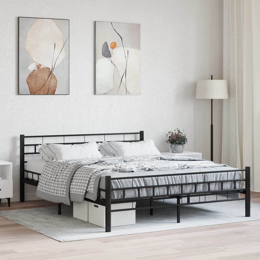 Bettgestell Schwarz Stahl 140×200 cm