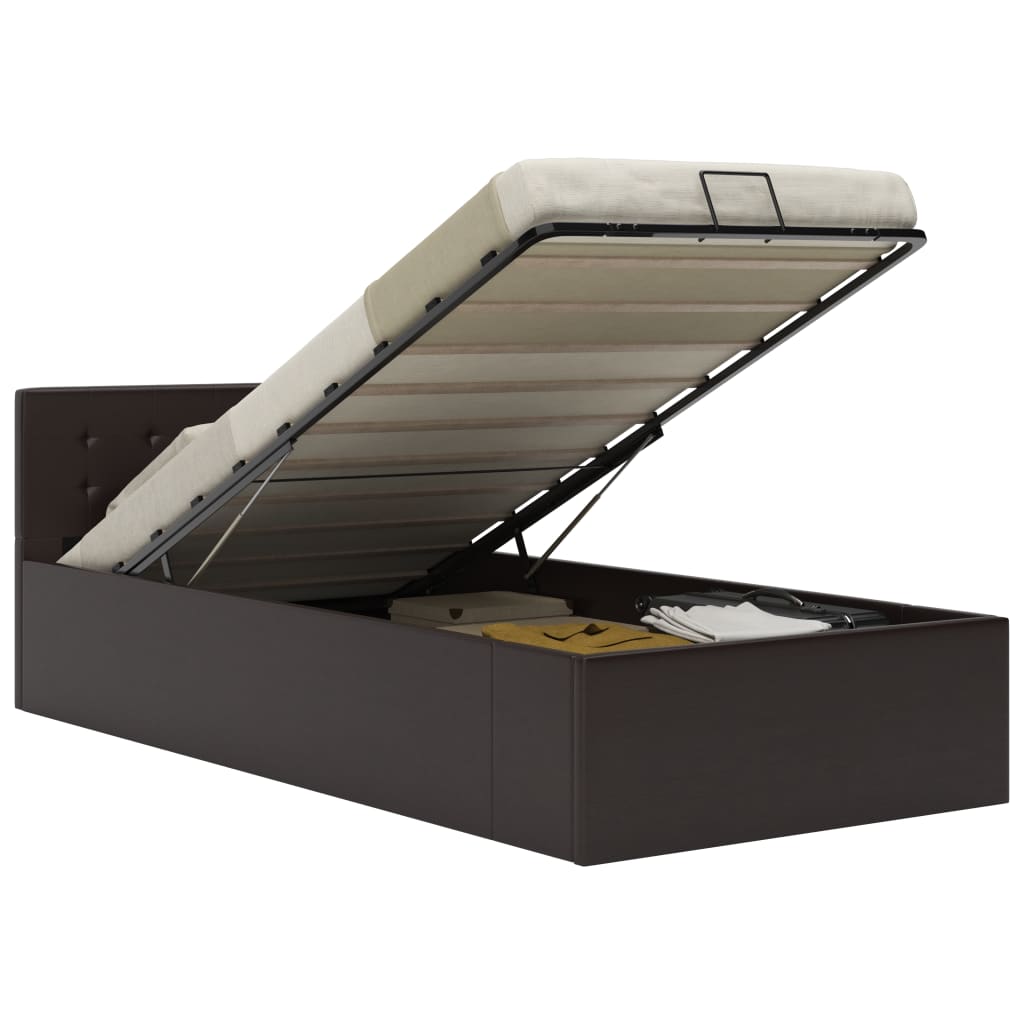 vidaXL Stauraumbett Hydraulisch Schwarz Kunstleder 90×200 cm