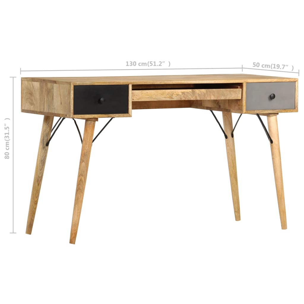vidaXL Schreibtisch mit Schubladen 130 x 50 x 80 cm Massivholz Mango