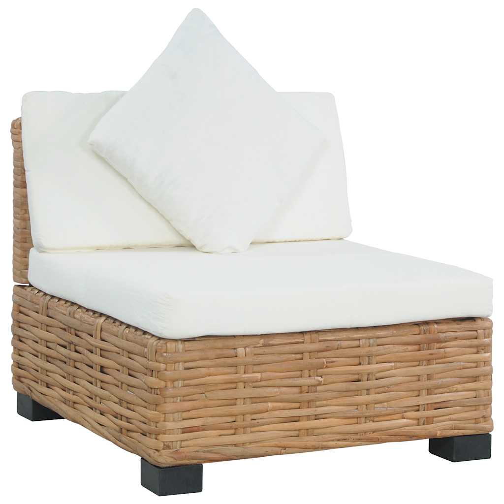 vidaXL Ecksofa mit Kissen Natürliches Rattan