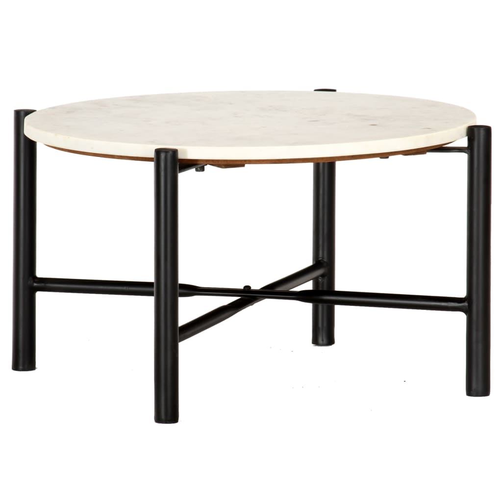 vidaXL Couchtisch Weiß 60×60×35 cm Echtstein in Marmoroptik