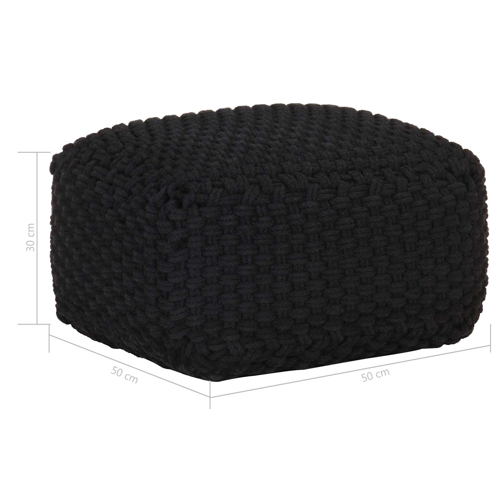 vidaXL Pouffe Schwarz 50 x 50 x 30 cm