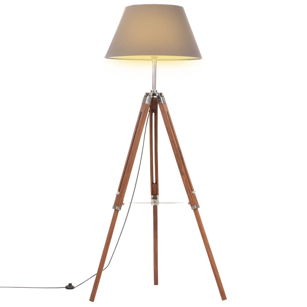 vidaXL Stativlampe Schwarz und Golden Teak Massivholz 141 cm