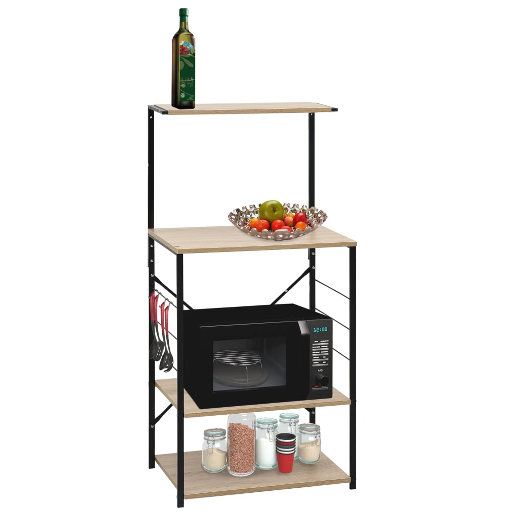 Mikrowellenregal Schwarz 60x39,6x123 cm Holzwerkstoff