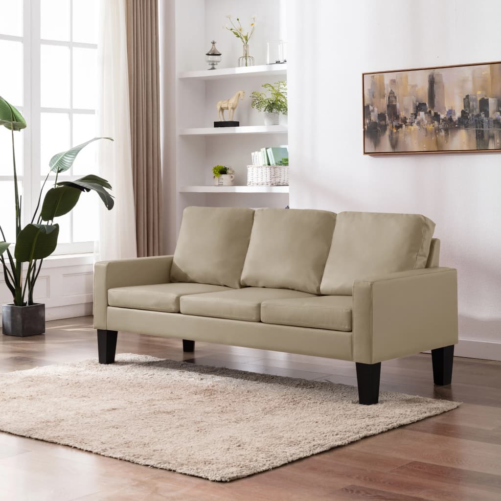 vidaXL 3-Sitzer-Sofa Grau Kunstleder