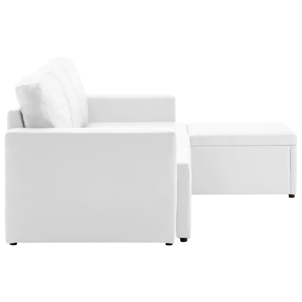 vidaXL 3-Sitzer Schlafsofa Modular Weiß Kunstleder