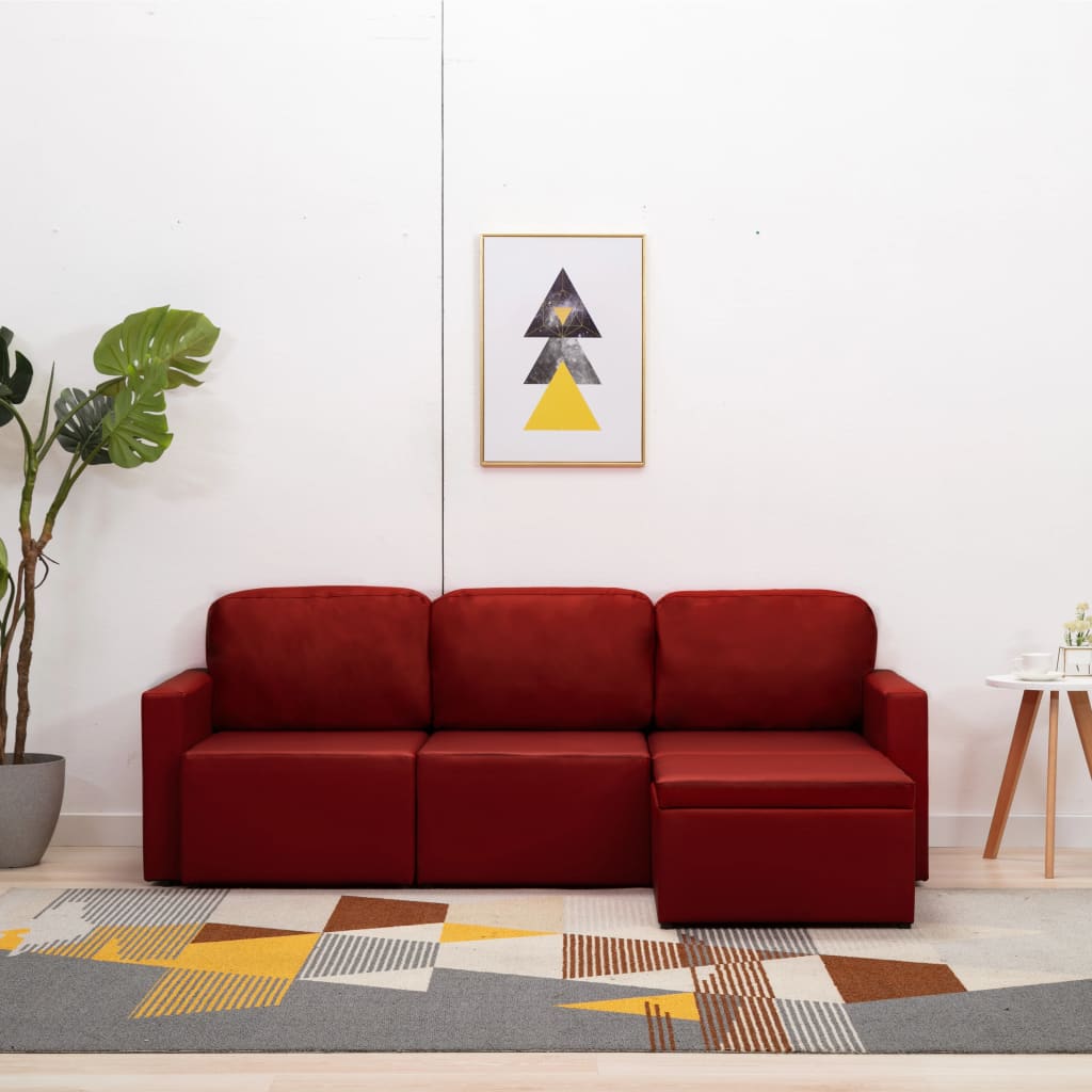 vidaXL 3-Sitzer Schlafsofa Modular Weiß Kunstleder