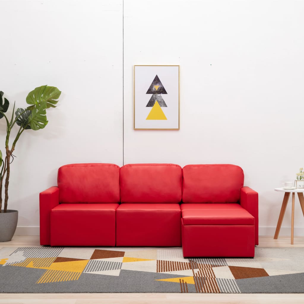 vidaXL 3-Sitzer Schlafsofa Modular Weiß Kunstleder