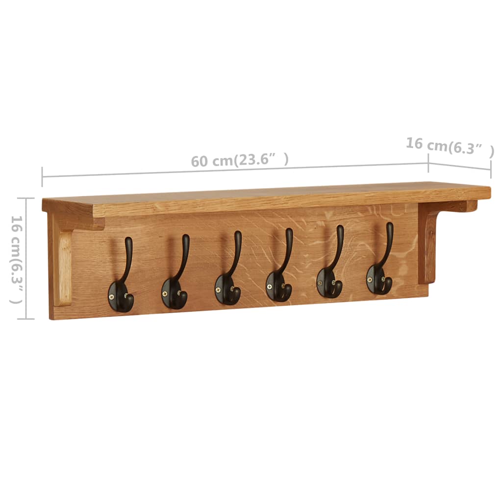 vidaXL Wandgarderobe 60x16x16 cm Massivholz Eiche