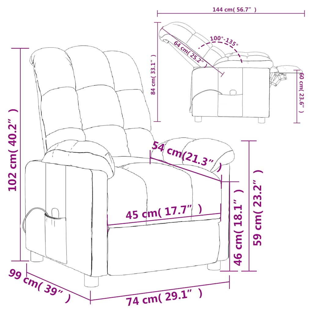 vidaXL Massagesessel Hellgrau Stoff