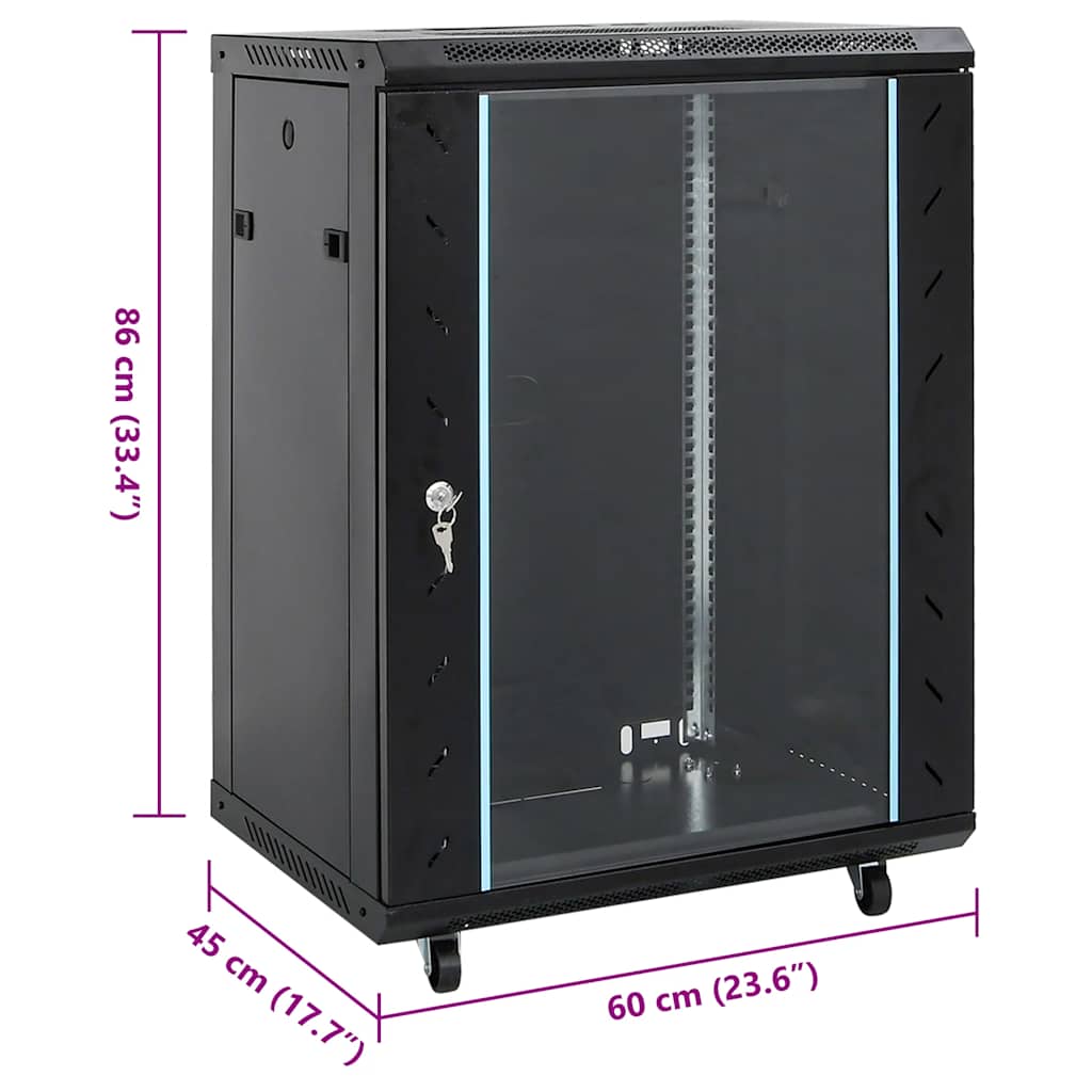 vidaXL 15HE Netzwerkschrank mit Schwenkfüßen 19" IP20 60x45x86 cm