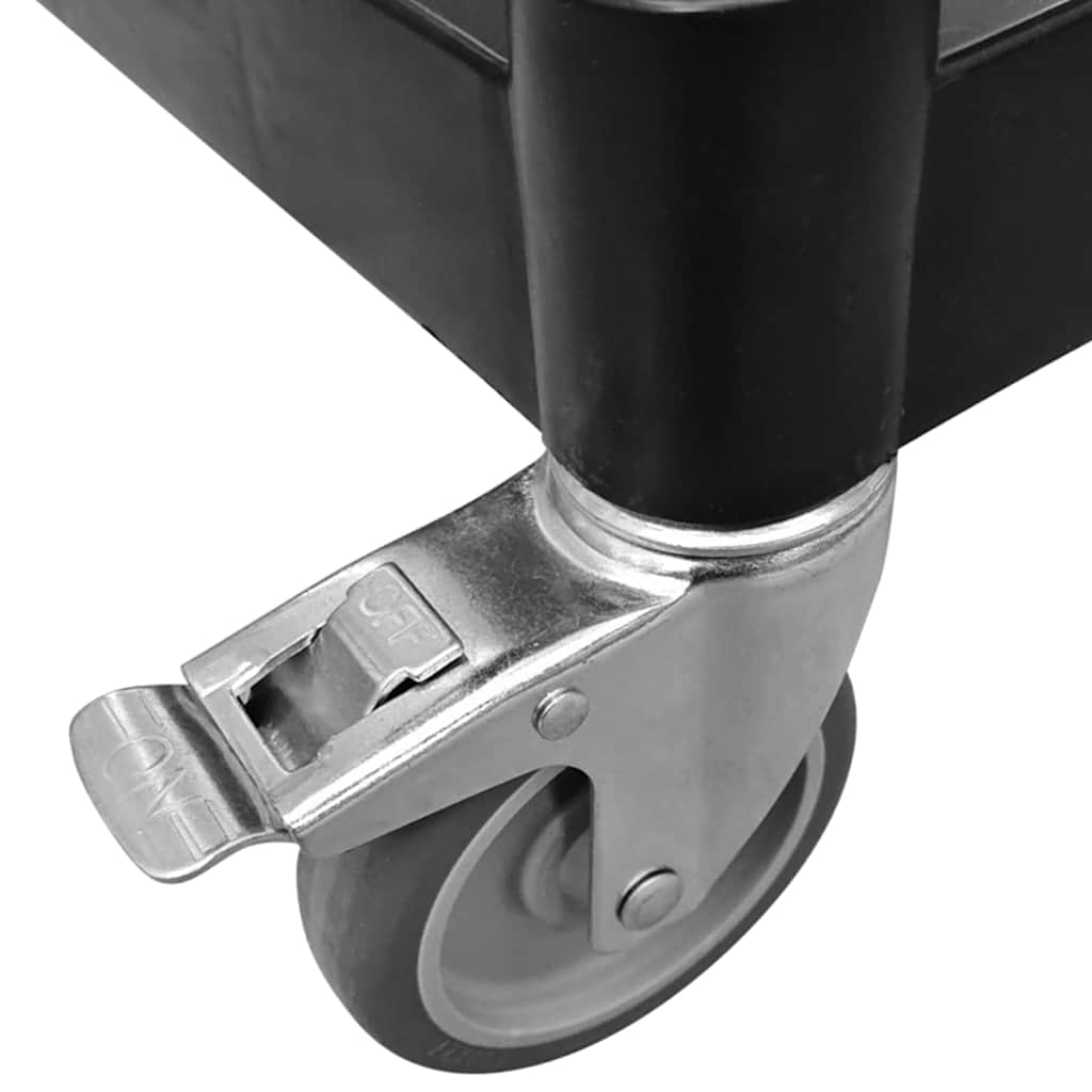vidaXL Rollwagen mit 3 Etagen Schwarz 81x41x92 cm Aluminium