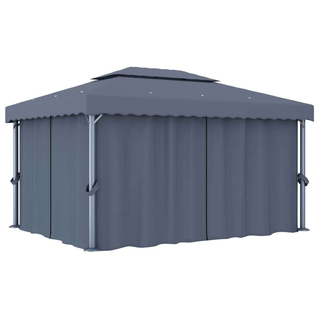 vidaXL Pavillon mit Vorhang 4x3 m Cremeweiß Aluminium