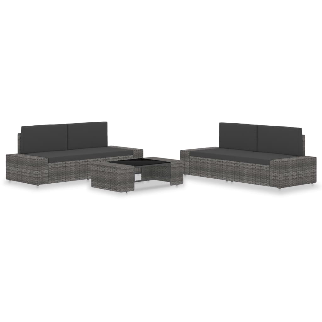 vidaXL 5-tlg. Garten-Lounge-Set Poly Rattan Schwarz