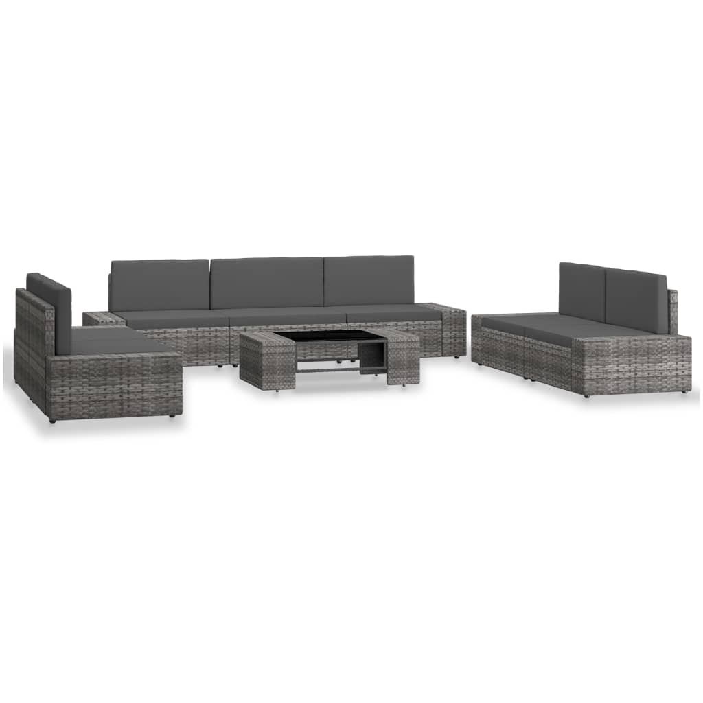 vidaXL 8-tlg. Garten-Lounge-Set Poly Rattan Schwarz