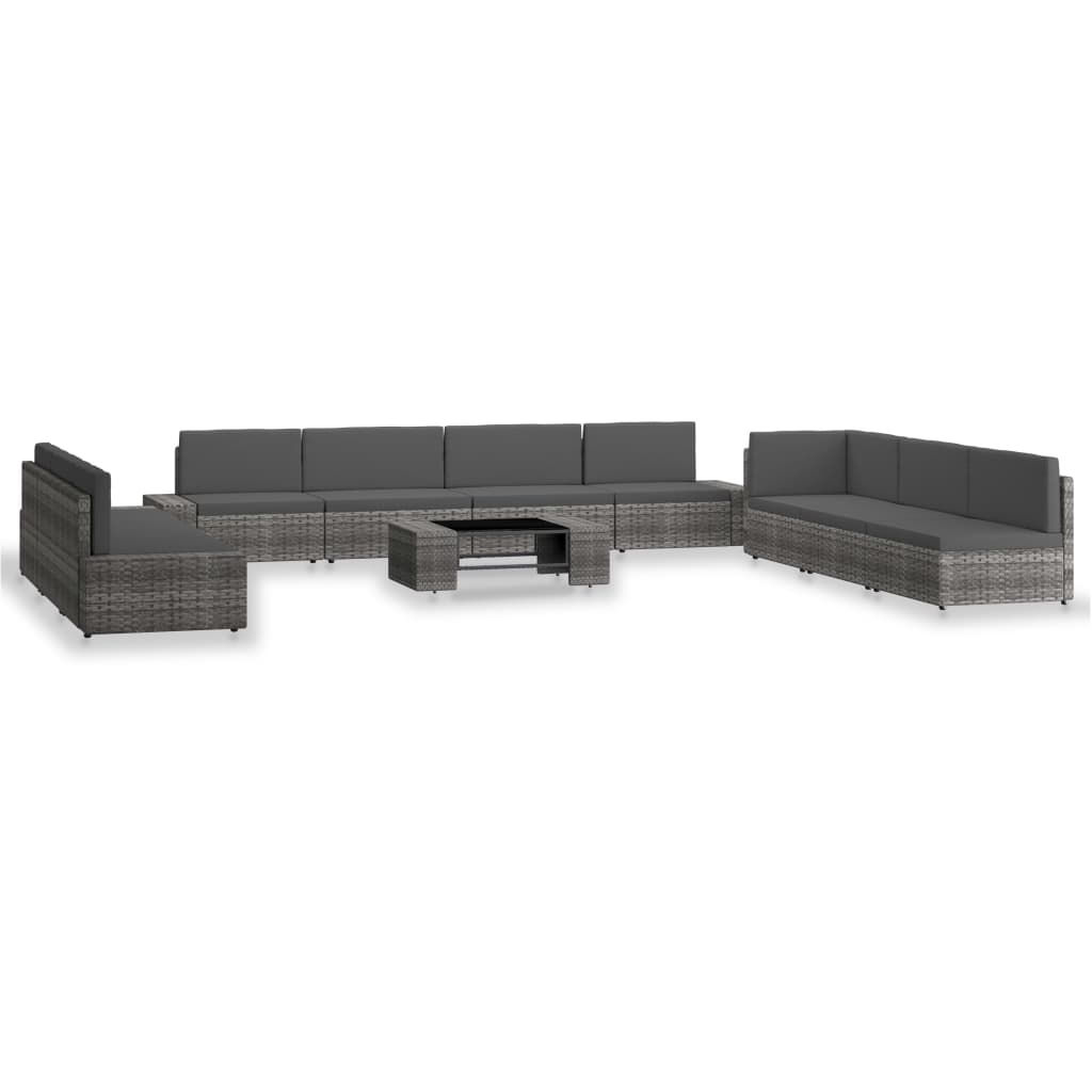 vidaXL 10-tlg. Garten-Lounge-Set Poly Rattan Schwarz