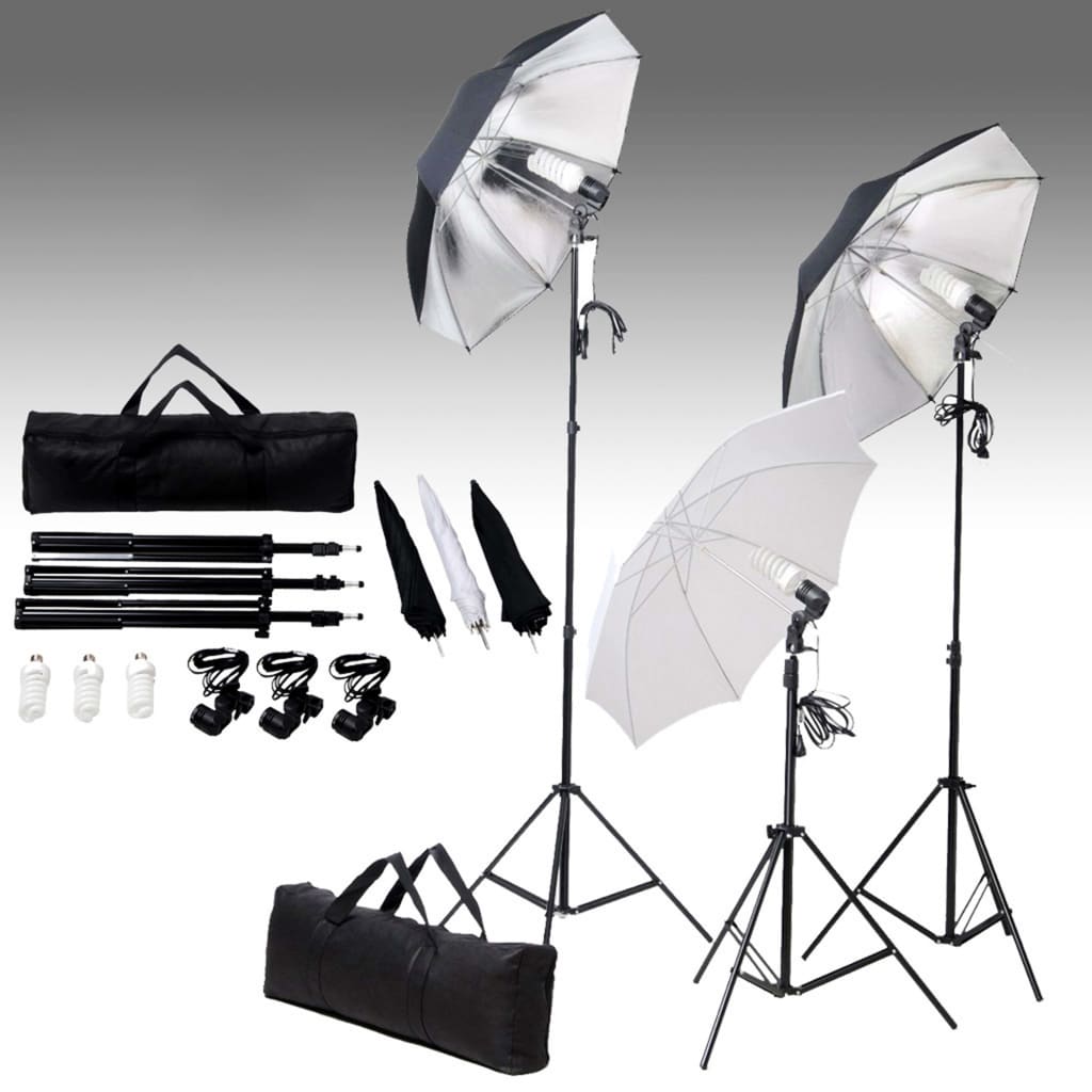 vidaXL Fotostudio-Set mit Lampen und Hintergrundsystem