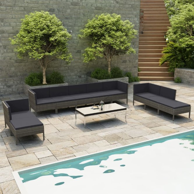 vidaXL 6-tlg. Garten-Lounge-Set mit Auflagen Poly Rattan Braun