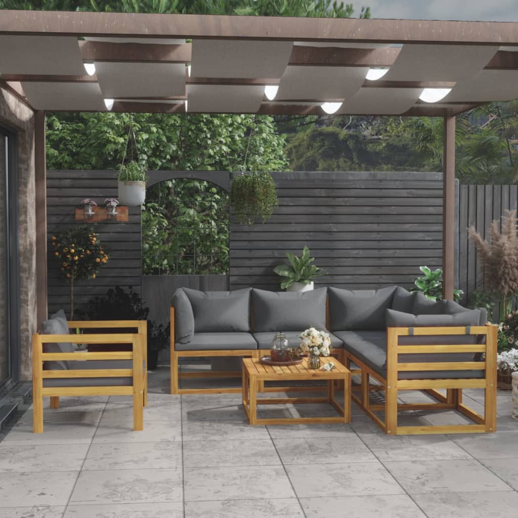 vidaXL 4-tlg. Garten-Lounge-Set mit Auflagen Massivholz Akazie