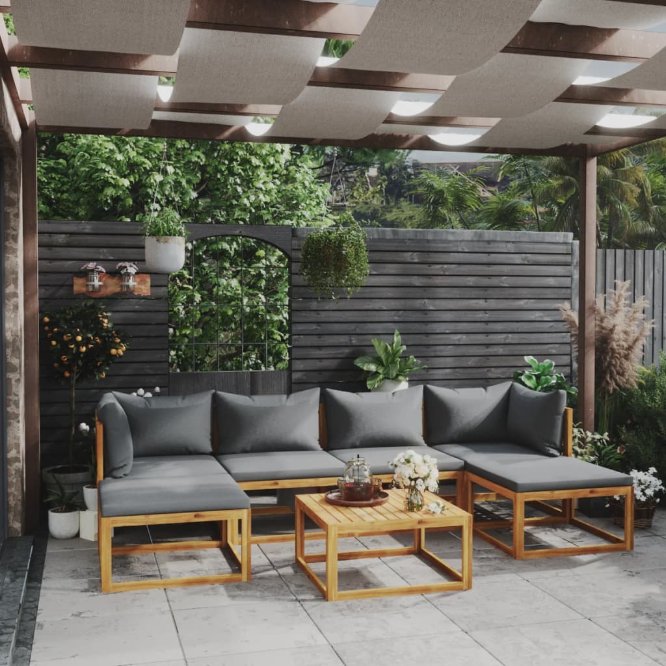 vidaXL 4-tlg. Garten-Lounge-Set mit Auflagen Massivholz Akazie