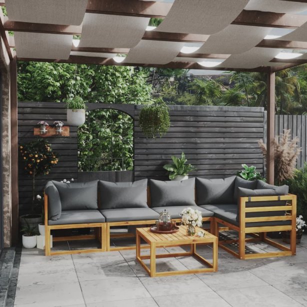 vidaXL 4-tlg. Garten-Lounge-Set mit Auflagen Massivholz Akazie