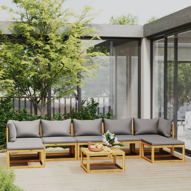 vidaXL 4-tlg. Garten-Lounge-Set mit Auflagen Massivholz Akazie