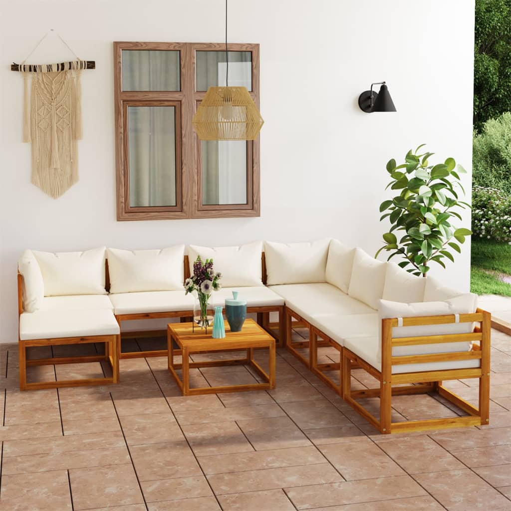 vidaXL 4-tlg. Garten-Lounge-Set mit Auflagen Massivholz Akazie