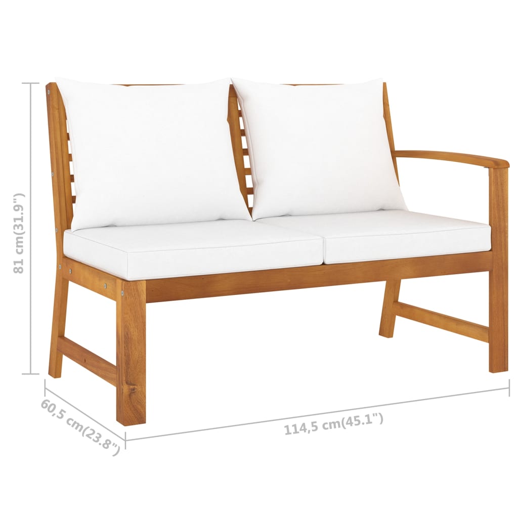 vidaXL 4-tlg. Garten-Lounge-Set mit Auflagen Creme Massivholz Akazie