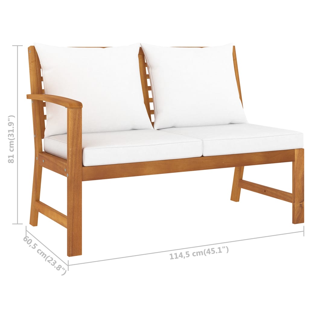 vidaXL 4-tlg. Garten-Lounge-Set mit Auflagen Creme Massivholz Akazie