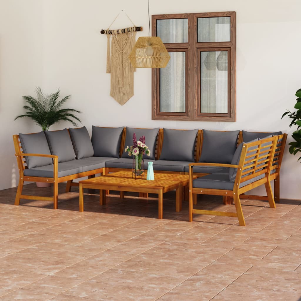 vidaXL 4-tlg. Garten-Lounge-Set mit Auflagen Creme Massivholz Akazie