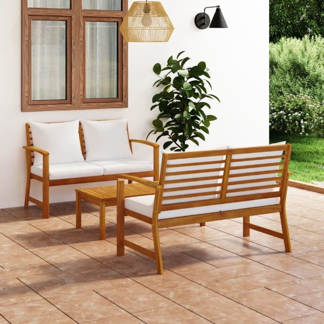 vidaXL 5-tlg. Garten-Lounge-Set mit Auflagen Massivholz Akazie Grau