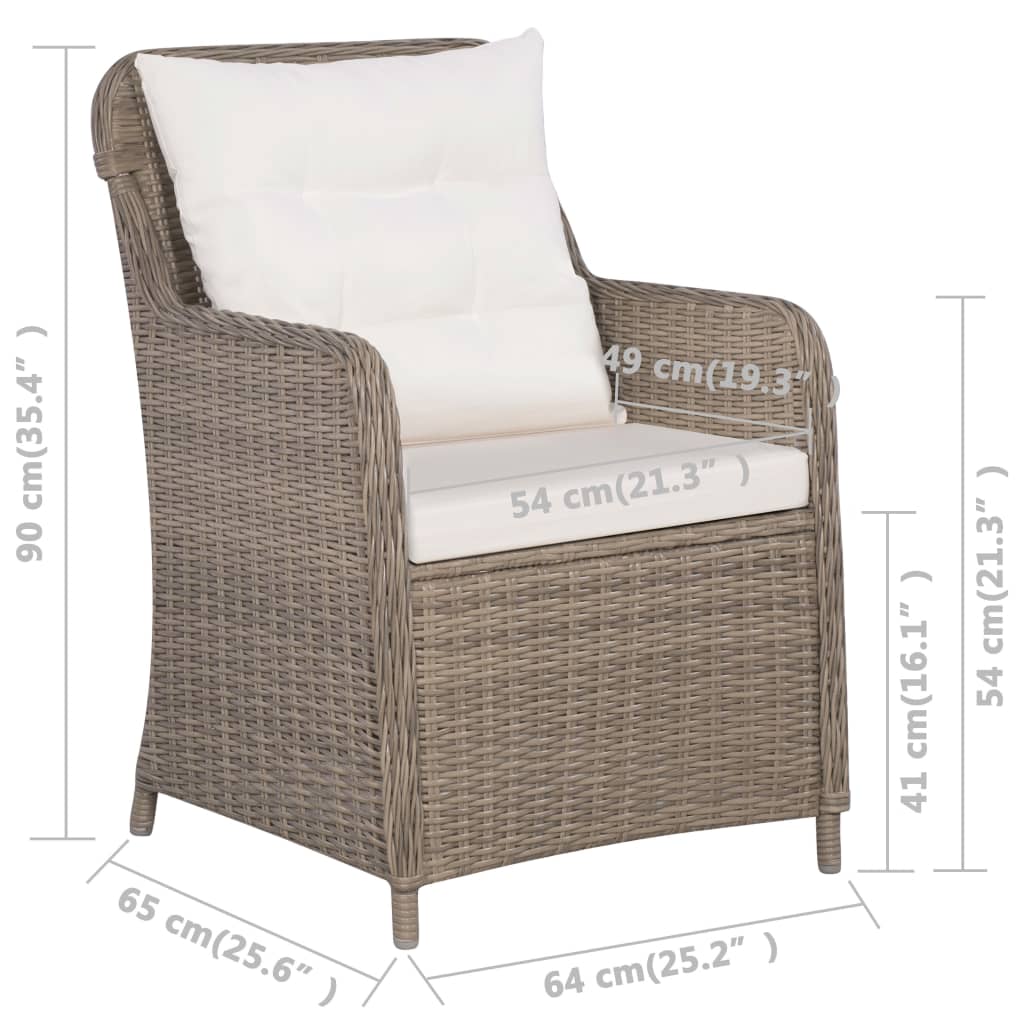 vidaXL 9-tlg. Garten-Essgruppe Poly Rattan Braun