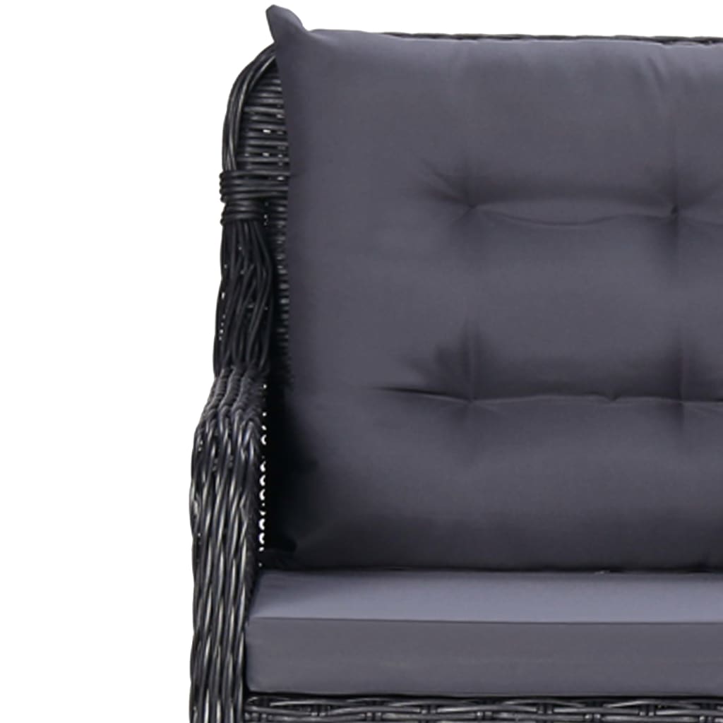 vidaXL 11-tlg. Garten-Essgruppe Poly Rattan Schwarz