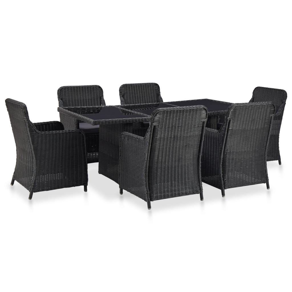 vidaXL 7-tlg. Garten-Essgruppe Poly Rattan Braun
