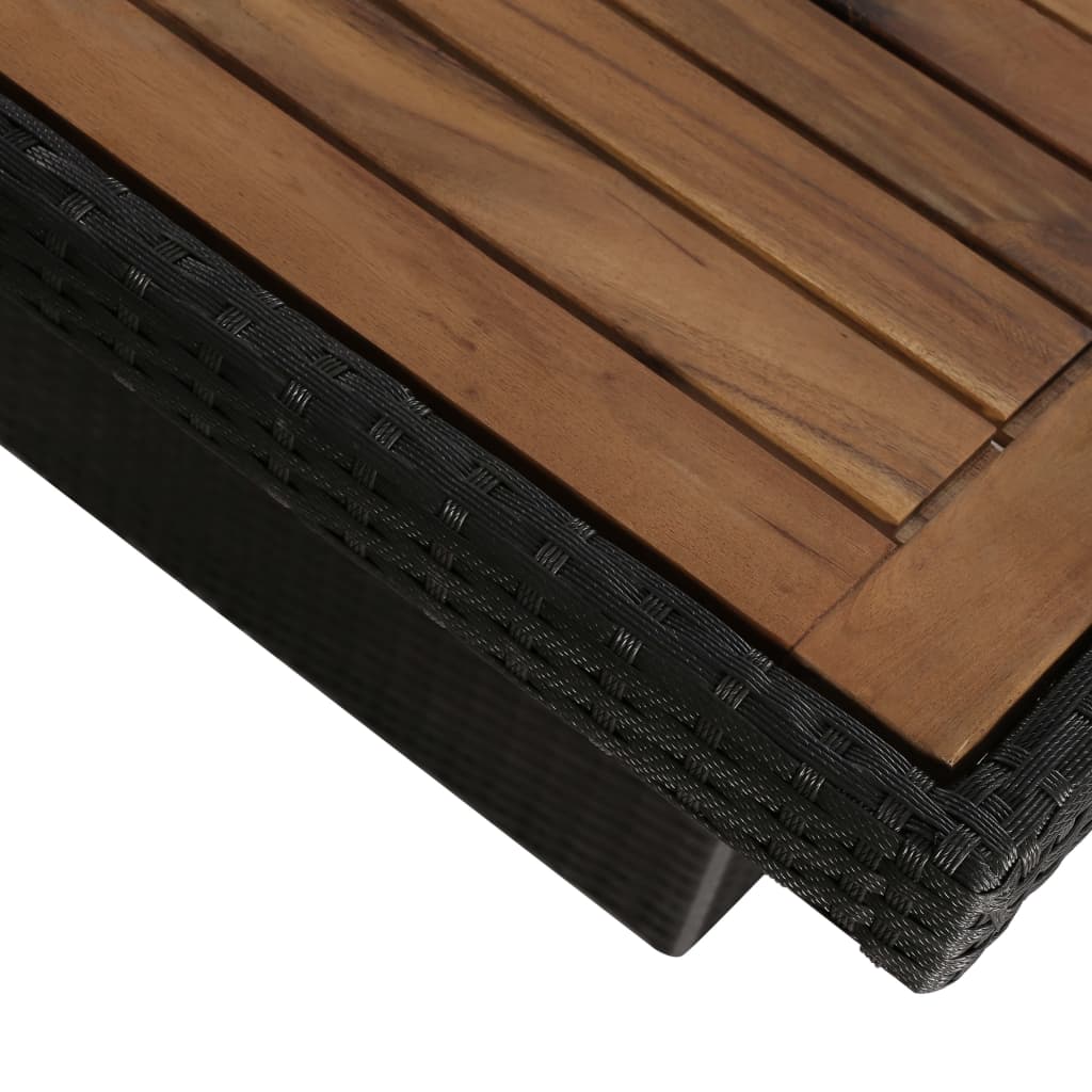 vidaXL 7-tlg. Garten-Essgruppe mit Auflagen Poly Rattan Schwarz